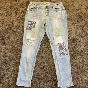 Light wash “patch” jeans